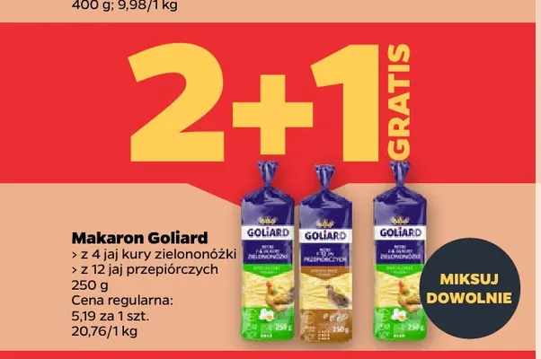Makaron z 12 jaj przepiórczych Goliard promocja w Netto