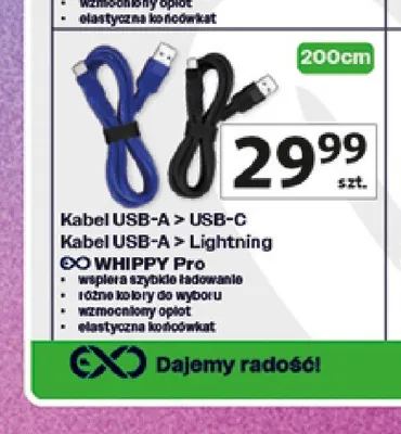 Kabel USB-A - Lightning XO Whippy Pro promocja w Auchan