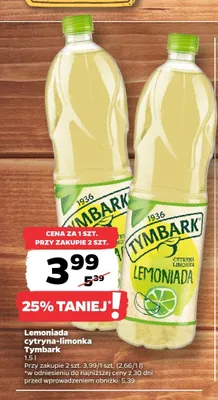 Lemoniada cytryna-limonka Tymbark promocja w Netto