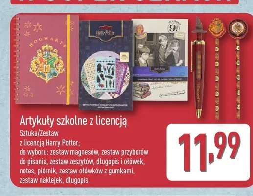 Artykuły szkolne z licencją Harry Potter zestaw przyborów do pisania promocja w Aldi