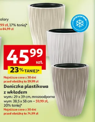 Doniczka plastikowa z wkładem mrozoodporna 29x39cm promocja w Auchan