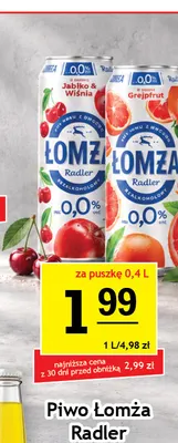 Piwo bezalkoholowe Łomża Radler grejpfrut promocja w Gram Market