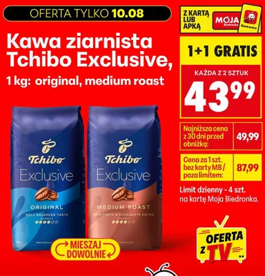 Kawa ziarnista Tchibo Exclusive Medium Roast promocja w Biedronka