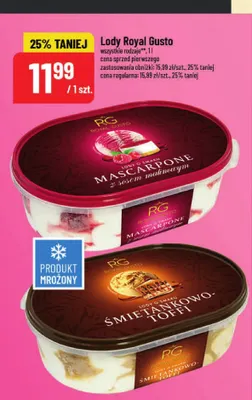 Lody o smaku mascarpone z sosem malinowym Royal Gusto promocja w POLOmarket