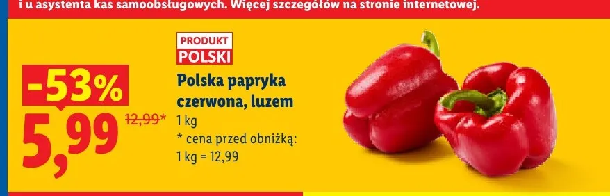 Papryka czerwona polska luzem promocja w Lidl