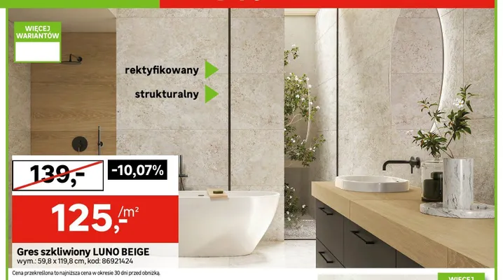 Gres szkliwiony Luno Beige promocja w Leroy Merlin