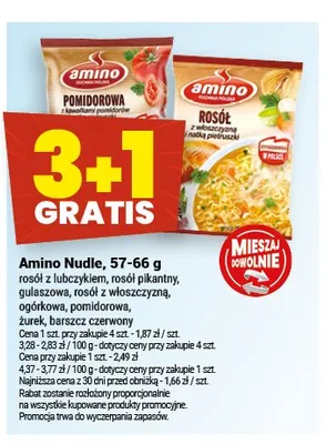 Nudle Amino rosół pikantny 57-66g promocja w Twój Market