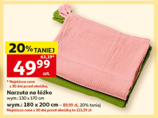 Narzuta na łóżko 130x170cm promocja w Auchan