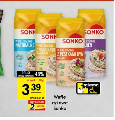 Wafle ryżowe Sonko z Pestkami Dyni i Algami promocja w Gram Market
