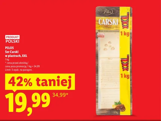 Ser Carski w plastrach Pilos XXL promocja w Lidl