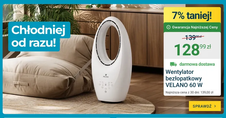 Wentylator bezłopatkowy Velano 60W promocja w ERLI