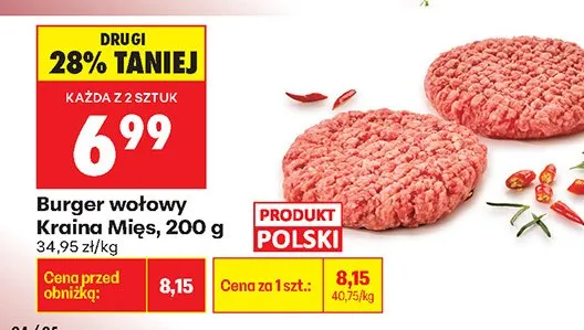 Burger wołowy  promocja w Biedronka