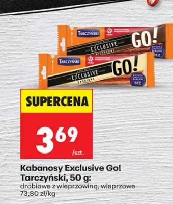 Kabanosy Exclusive Go! Tarczyński drobiowe z wieprzowiną promocja w Biedronka