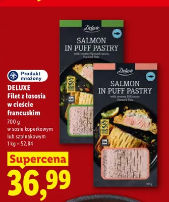 Filet z łososia w cieście francuskim w sosie szpinakowym Deluxe promocja w Lidl