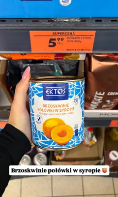 Brzoskwinie połówki w syropie Ektos promocja w Biedronka