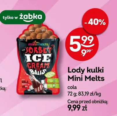 Lody kulki Mini Melts cola promocja w Żabka