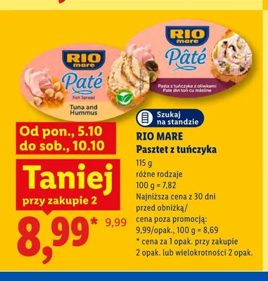 Pasztet z tuńczyka Pâté z oliwkami Rio Mare promocja w Lidl