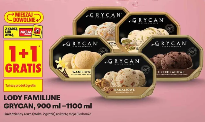 Lody familijne Grycan Bakaliowe promocja w Biedronka