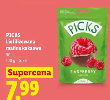 Liofilizowana malina kakaowa Picks promocja w Lidl