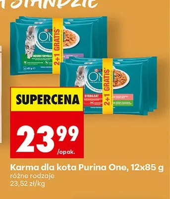 Karma dla kota Purina One 12-pak 85 g promocja w Biedronka
