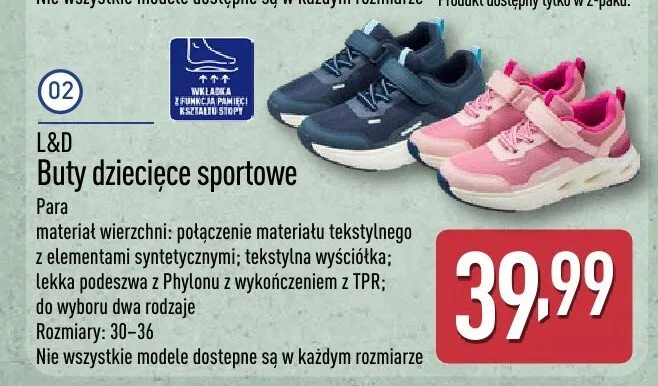 Buty dziecięce sportowe promocja w Aldi