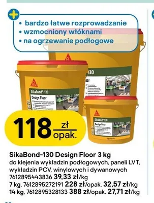 Klej do wykładzin podłogowych SikaBond-130 Design Floor 3kg promocja w Castorama
