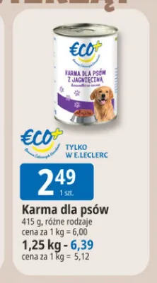 Karma dla psów Eco+ promocja w Leclerc