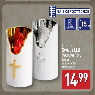 Świeca LED szeroka 15 cm Subito promocja w Aldi