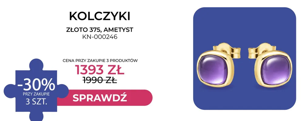 Kolczyki Briju złoto 375 ametyst KN-000246 promocja w Briju