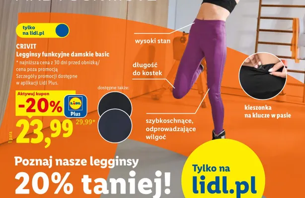 Legginsy funkcyjne damskie basic CRIVIT promocja w Lidl