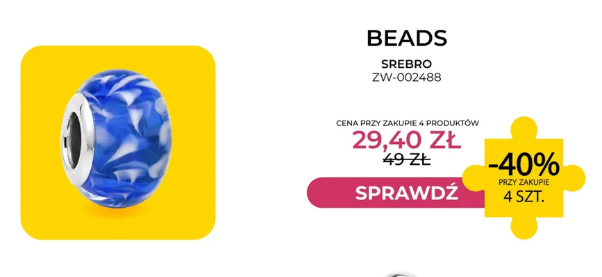 Beads Briju srebro ZW-002488 promocja w Briju
