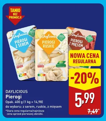 Pierogi z serem Daylicious promocja w Aldi
