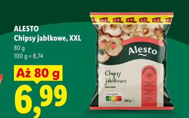 Chipsy jabłkowe Alesto XXL promocja w Lidl