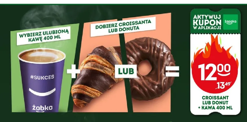 Zestaw kawa Żabka 400 ml + croissant lub donut promocja w Żabka