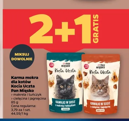 Karma mokra dla kotów Kocia Uczta Pan Mięsko makrela i tuńczyk promocja w Netto