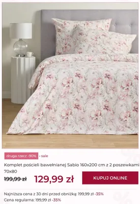 Komplet pościeli bawełnianej Sabio 160x200 cm z 2 poszewkami 70x80 cm promocja w home&you