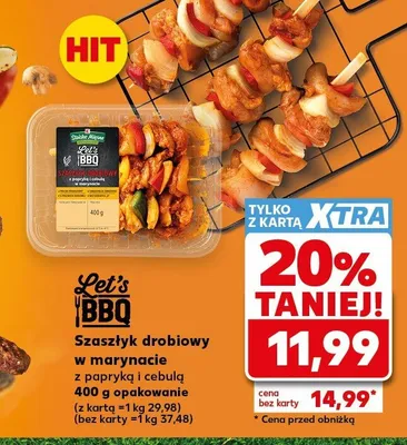 Szaszłyk drobiowy w marynacie z papryką i cebulą Let's BBQ promocja w Kaufland
