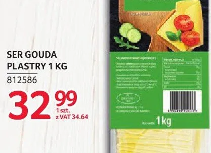 Ser Gouda plastry Hochland 1 kg promocja w Selgros