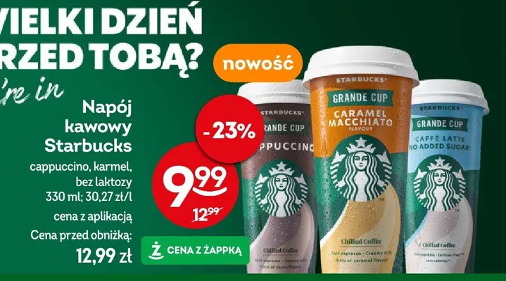 Napój kawowy Starbucks cappuccino, karmel, bez laktozy promocja w Żabka