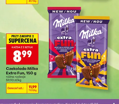 Czekolada Milka Extra Fun Berry Mix & Popping Candy promocja w Biedronka