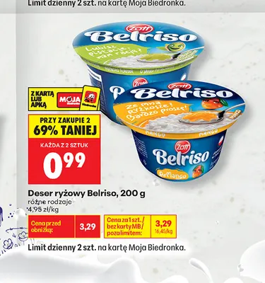 Deser ryżowy Belriso pistacja promocja w Biedronka