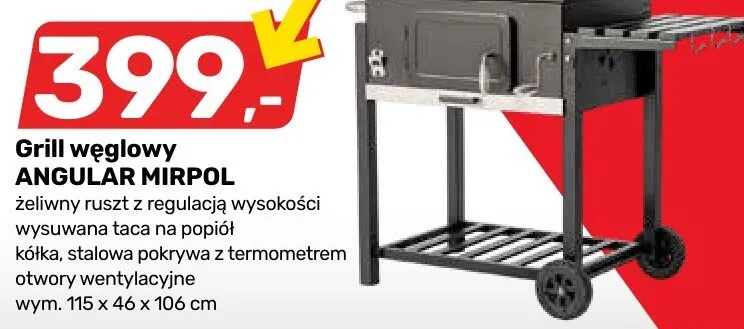 Grill węglowy Angular Mirpol promocja w Bricomarche