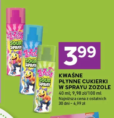 Kwaśne płynne cukierki w sprayu Zozole promocja w Stokrotka