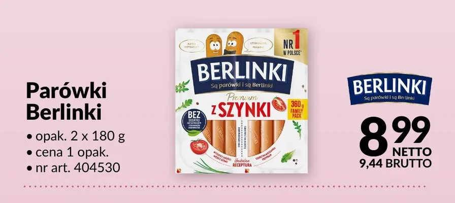 Parówki Berlinki z szynki promocja w Makro