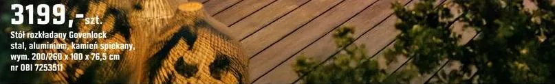 Stół rozkładany Govenlock stal, aluminium, kamień spiekany, wym. 200/260 x 100 x 76,5 cm promocja w OBI