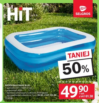 Basen dmuchany Blue 201x150x51cm 450l promocja w Selgros