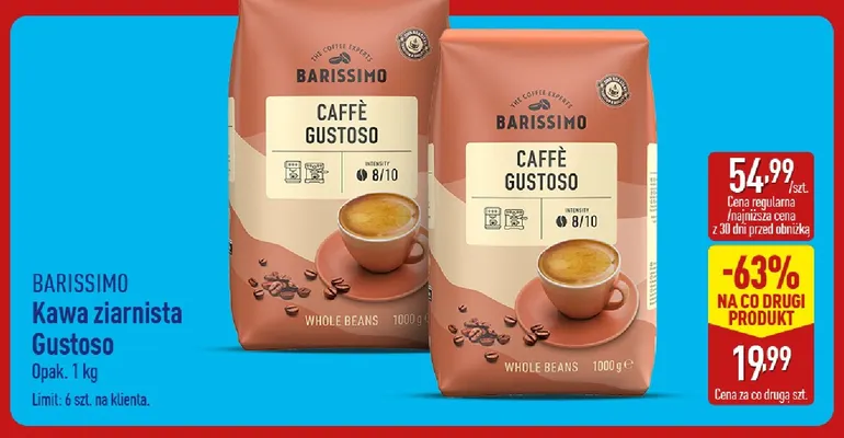 Kawa ziarnista Gustoso Barissimo promocja w Aldi