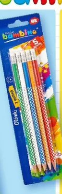 Ołówki HB drewniane z gumką w metalicznej owijce Bambino 5-pak promocja w Netto