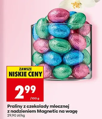 Praliny z czekolady mlecznej z nadzieniem Magnetic na wagę promocja w Biedronka