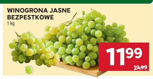 Winogrona jasne bezpestkowe promocja w Stokrotka
